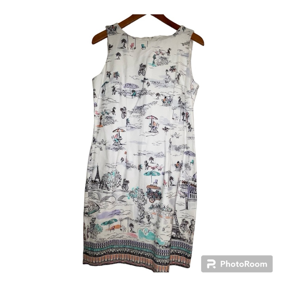 Chetta B "Paris" theme sleeveless ballet neck sheath above-knee dress sz 10
